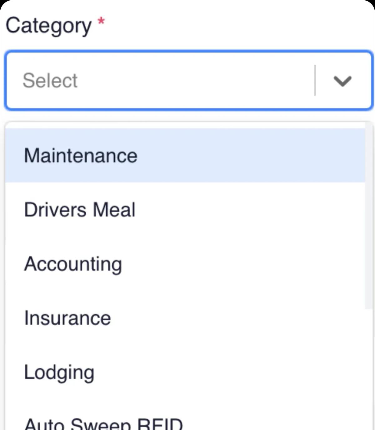 Record expense on mobile