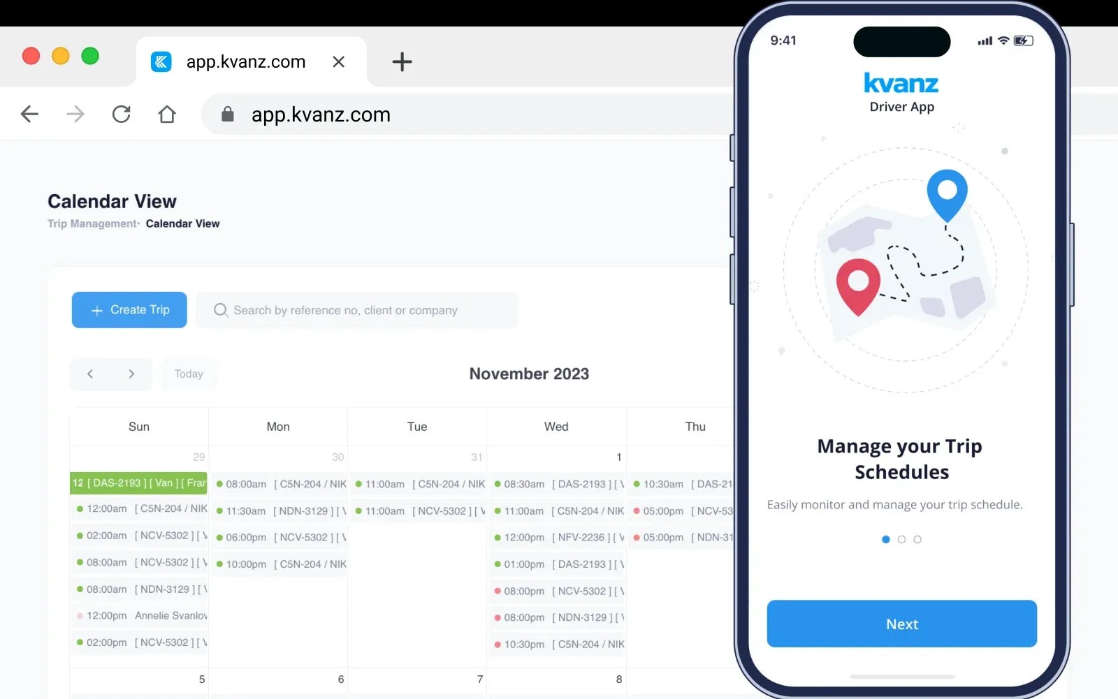 Kvanz application screen