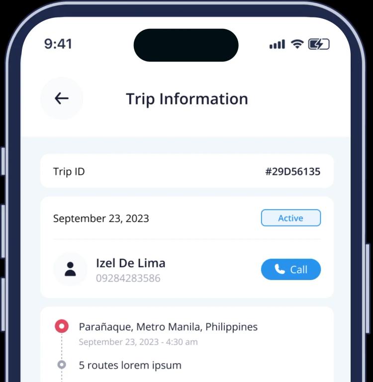 Client contact details in the app